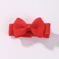 Mini red grosgrain ribbon bow hair clip for girls, cute candy color hair accessory. - Red