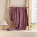 Coral fleece solid color bath towel soft thickened water absorbent quick drying home use - Vintage Wine Red Purple