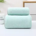 Set di asciugamani da bagno in velluto corallo ispessito, morbido, assorbente e ad asciugatura rapida. - Trama a nido d'ape 70*140 (stile bordato) / Verde chiaro