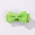 Mini lime green children's hair clip with candy color grosgrain ribbon bow design - Fluorescent Green