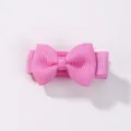 Cute mini pink ribbon bow hair clip for girls, solid candy color small hair accessory - Pink (28)