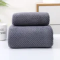 Set asciugamani da bagno in pile corallo goffrato, super assorbente e asciugatura rapida. - Trama a nido d'ape 70*140 (stile bordato) / Grigio