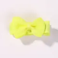 Bright neon yellow mini grosgrain ribbon bow hair clip for girls candy color accessory - Yellow (32)