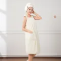 Coral fleece quick-drying wearable bath towel dress for women, highly absorbent home. - One Size / Off White