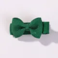 Mini green grosgrain ribbon bow hair clip for girls baby candy color hair accessories - Green (39)