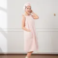 Coral fleece quick-dry wearable bath towel skirt set for women home absorbent bathrobe - One Size / Light Pink