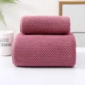 Set asciugamani in pile corallo rosa, morbido, altamente assorbente e delicato per l'uso quotidiano. - Trama a nido d'ape 70*140 (stile bordato) / colore fagiolo rosso