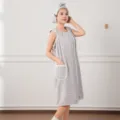 Grey wearable bath towel dress and hair cap set for women, soft absorbent shower robe. - One Size / Light Gray