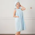 Wearable bath towel set with dry hair cap, light blue absorbent bath skirt for women. - One Size / Sky Blue