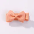 Sweet mini peach grosgrain ribbon bow hair clip for girls candy color fringe accessory - Orange Pink (720)