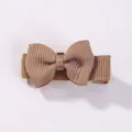 Mini brown grosgrain ribbon bow hair clip for girls, cute solid color hair accessory - Brown (812)