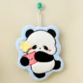 Cute cartoon panda hand towel, hanging coral velvet absorbent kitchen and bathroom wipe. - Flower Panda Style