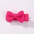 Cute mini hot pink grosgrain ribbon bow hair clip for girls candy color hair accessory - Rose Red