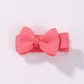 Miniature pink grosgrain ribbon bow hair clip for baby girls with adorable candy color design - Pink