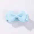 Mini light blue ribbed ribbon bow hair clip for girls' hair styling and fringe decoration - Light Blue