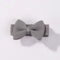 Cute grey mini ribbon bow hair clip for girls bang styling - Gray