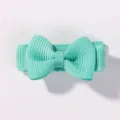 Handmade mint green ribbon bow hair clip for girls, candy color mini hair accessory for toddlers - Mint Green