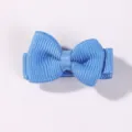 Mini blue grosgrain ribbon bow hair clip for girls, cute candy colored hair accessory - Sky Blue