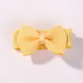 Cute yellow mini grosgrain ribbon bow hair clip for girls, solid candy color style. - Yellow