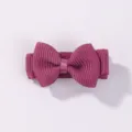 Mini purple grosgrain ribbon bow hair clip for girls, cute candy color hair accessory - Fuschia