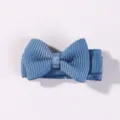 Adorable blue mini bow hair clip for girls, crafted from premium ribbed ribbon fabric - Dark Blue