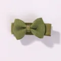 Mini olive green grosgrain ribbon bow hair clip for girls and toddlers - Olive Green