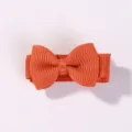 Mini orange grosgrain ribbon bow hair clip for girls solid candy color hair accessory - Orange Red