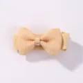 Cute mini solid color ribbon bow hair clip for girls in a soft light yellow peach finish - Light Pink Style (826) / 1 Piece