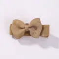 Mini khaki ribbed bow hair clip for children's fringe styling cute girl accessory - Khaki Style (837) / 1 Piece