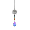 Acchiappasole angelo decorativo con cristallo a goccia iridescente e perline arcobaleno - Stile Angelo (Ciondolo a Foglia)