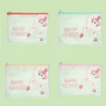 PVC mesh zipper file folder detail, cute cartoon rabbit pattern, stationery storage bag. - A5 (22x17cm) / Strawberry Rabbit