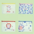 Detailed view of cute cartoon PVC grid document bags, waterproof student stationery storage. - A5 (22x17cm) / Fortune Ox