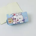 Cute double zipper pencil pouch with sweet rabbit illustration, large capacity stationery bag. - Blue