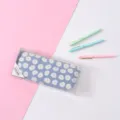Canvas floral pencil case cute stationery organizer for students and school supply use - 1813 Blue