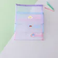 Cute A4 mesh zipper file bag transparent cartoon stationery document storage bag office - 34.5x25.5cm / Weather Theme (Random Color)