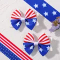 American Independence Day stars and stripes bow hair clip set for children and cute babies - Classic Stars and Stripes Pattern (2A-2) / 2 Pcs/Set