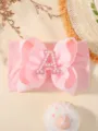 Bandeau rose pour bébé avec un grand nœud en gros-grain et lettre A perlée brillante - Style Nœud Rose Lettre A (A)