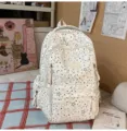 Stylish star print student backpack large capacity multi-compartment school bag for teen girls - Large Without Pendant / White