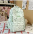Mint green star print student backpack large capacity multi-compartment school book bag - Large Without Pendant / Green