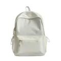Sac à dos d'école minimaliste blanc crème de grande capacité avec tirettes en corde - L / Blanc