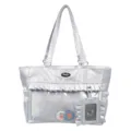 Elegante silberne It-Bag mit Rüschen, Sichtfenster und passendem Kartenhalter - Mit Abzeichenkarte / Silber
