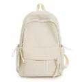 Sac à dos à carreaux style campus crème avec de jolis tirettes de zip tressées - L / Blanc Cassé