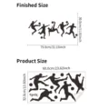 Tableau des dimensions des stickers muraux silhouettes de footballeurs, tailles finie et planche. - Silhouette de Joueur de Football Noir (S270936) / 32x60cm