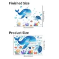 Detailed size guide for whale ocean wall stickers, showing product and finished dimensions. - Sea Animal Set (SPL-S25038) / 40x60cm