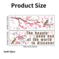 Product size detail for cherry blossom wall stickers showing two 30x90cm sheets with bird - Romantic Peach Blossom Birds Style (SPZ-S0095) / 30x90cm x 2 Pieces