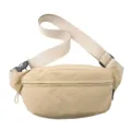 Beige minimalistische Umhängetasche mit verstellbarem Gurt und Reißverschlusstasche - Khaki