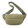Detailansicht einer minimalistischen olivgrünen Gürteltasche aus Nylon für Sport und Alltag - Armeegrün