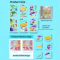 Spécifications de taille pour un lot de 52 stickers de fenêtre statiques thème plage - Thème Plage Hawaïenne / 17.5x30cm (Lot de 6)