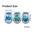 Juego de tres pegatinas de pared de ojo de buey 3D de océano de 20x30cm motivos marinos - Forma de ventana con vista al mar y ballena / 3 Piezas/Paquete