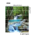 Waterfall forest 3D stair stickers, 6pcs self-adhesive waterproof PVC decals for home decor - Forest Waterfall Landscape (SPZ-T24001) / 6pcs